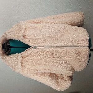 A new day- pink fluff coat with pockets